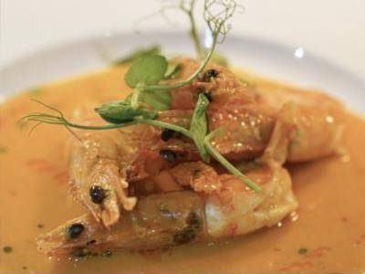 King prawns in bisque